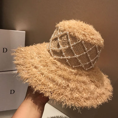 Sombrero de Rafia Tejido a Mano con Perlas - Colección Verano - Image 11