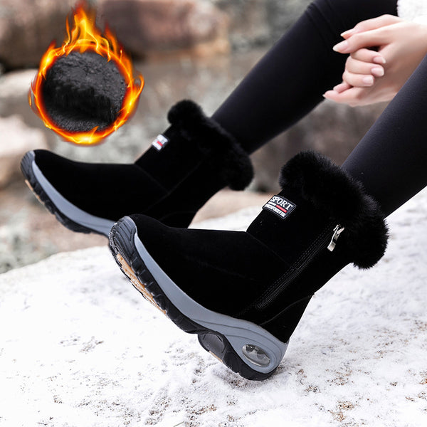 Botas Cortas de Caña Media con Suela Gruesa y Forro Cálido para Mujer