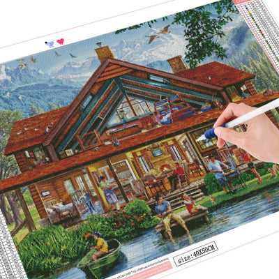 Cuadro Decorativo de Paisaje con Mosaico de Diamantes y Bordado - Image 10