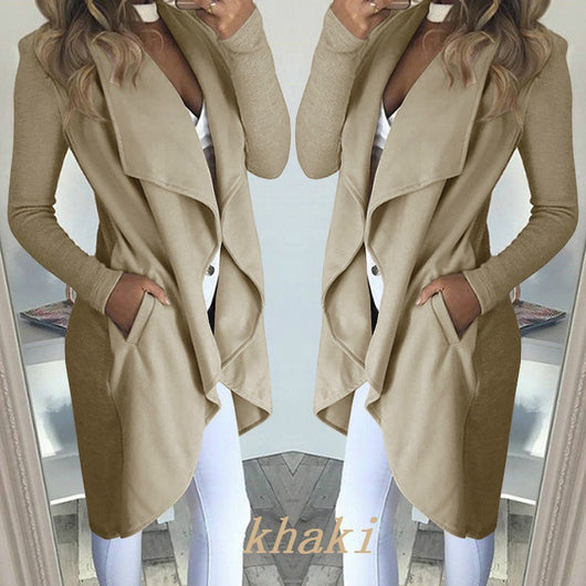 Abrigo Trench Largo Entallado Talla Grande con Cuello Polo - Image 19