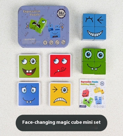 Cubo Mágico de Madera con Patrones de Expresiones - Bloques Educativos Montessori - Image 16