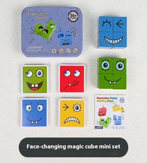 Cubo Mágico de Madera con Patrones de Expresiones - Bloques Educativos Montessori - Image 16