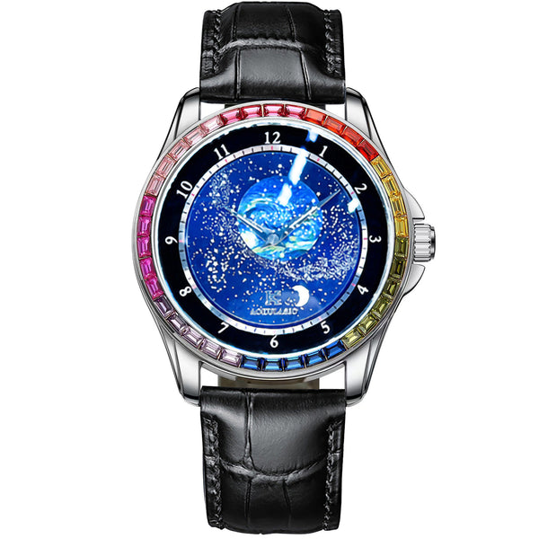 Reloj Mecánico Automático Hombre Cielo Estrellado con Cristales Luminosos Resistente al Agua