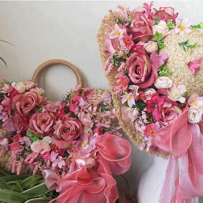 Sombrero de Paja Púrpura con Flor para Mujer - Estilo Raffia - Image 12