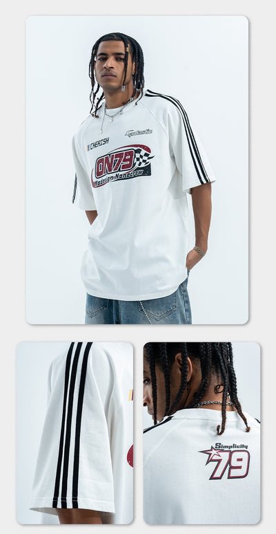 Playera Retro de Carreras con Estampado Desgastado - Unisex para Pareja - Image 11