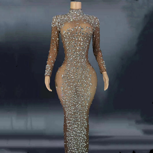 Vestido de Gala para Mujer con Cristales Brillantes