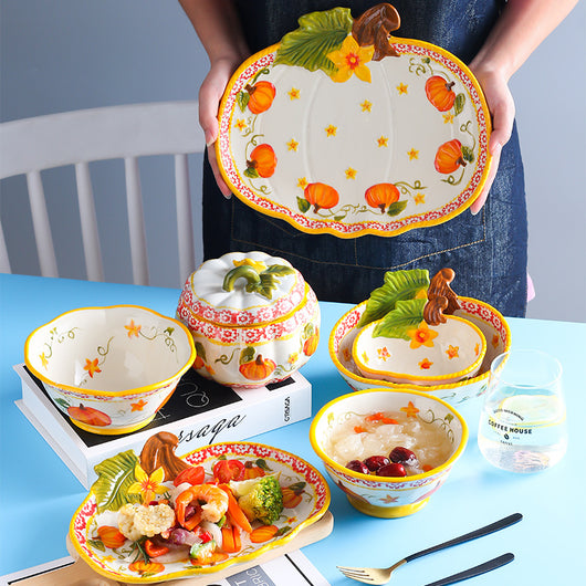 Juego de Tazones de Calabaza para Fideos y Platos Decorativos