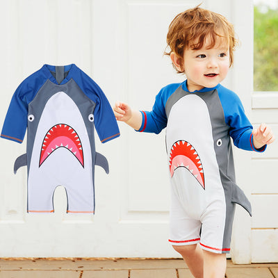 Traje de Baño Infantil Tiburón Azul con Protección Solar y Secado Rápido