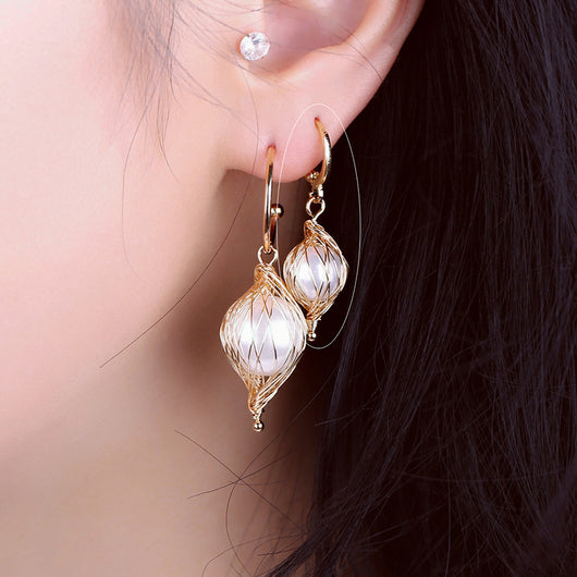Aretes de Perla Artesanales Lujo Ligero Serie Océano - Clip Europeo Americano - Image 15