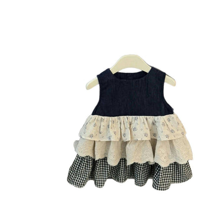 Vestido Bandage Denim con Detalles de Cuadros y Costura Decorativa - Image 5