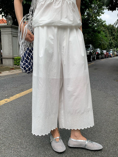 Pantalones Anchos Cropped Bordados para Verano - Casual y Cómodos - Image 3