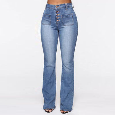 Jeans Talla Grande Mujer Cintura Alta con Bolsillos Parche Denim Lavado - Image 13