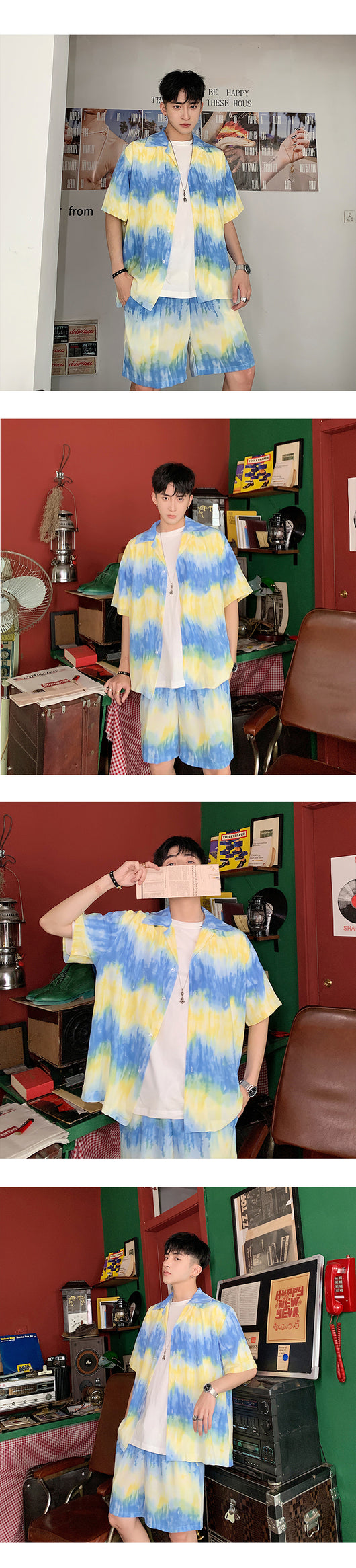 Camisa Tie Dye Contraste de Manga Corta - Image 8