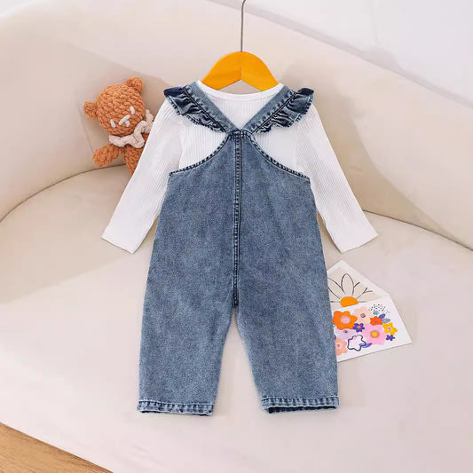 Pantalón Peto Denim con Osito Bordado para Niños - Image 2