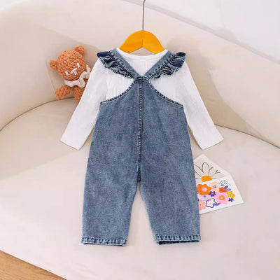 Pantalón Peto Denim con Osito Bordado para Niños - Image 2
