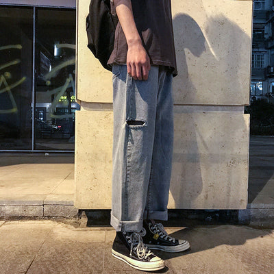 Jeans Rectos Rotos Estilo Coreano Oversized - Image 6