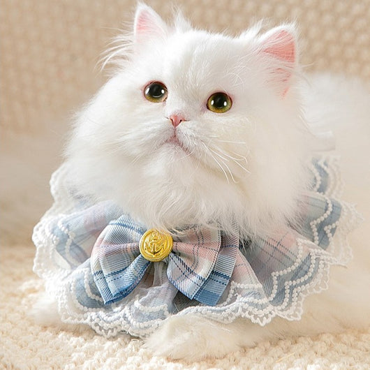 Babero Decorativo para Gatos con Encaje y Moño - Protector de Saliva