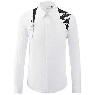 Camisa Casual de Negocios con Contraste de Hombros - Ajuste Slim Elegante para Hombre - Image 7
