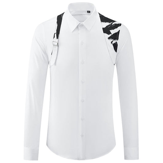 Camisa Casual de Negocios con Contraste de Hombros - Ajuste Slim Elegante para Hombre - Image 7