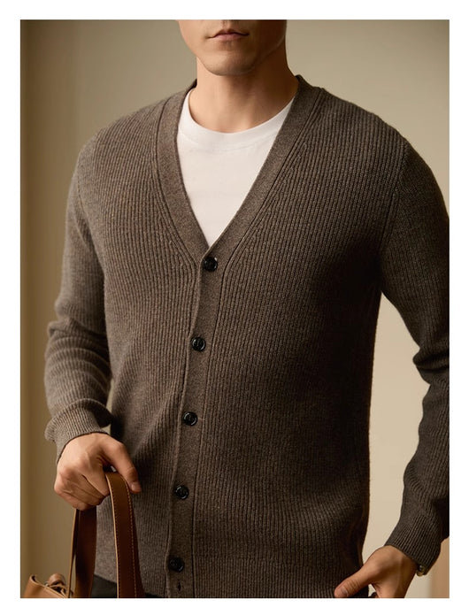 Cardigan de Lana Tejido Cuello V Casual Hombre Otoño Invierno - Image 8