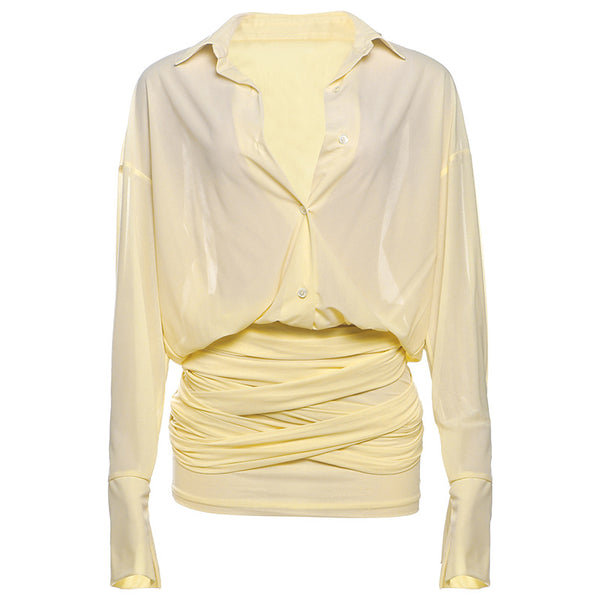 Vestido Camisero Elegante Ajustado con Encaje y Cordones - Image 6