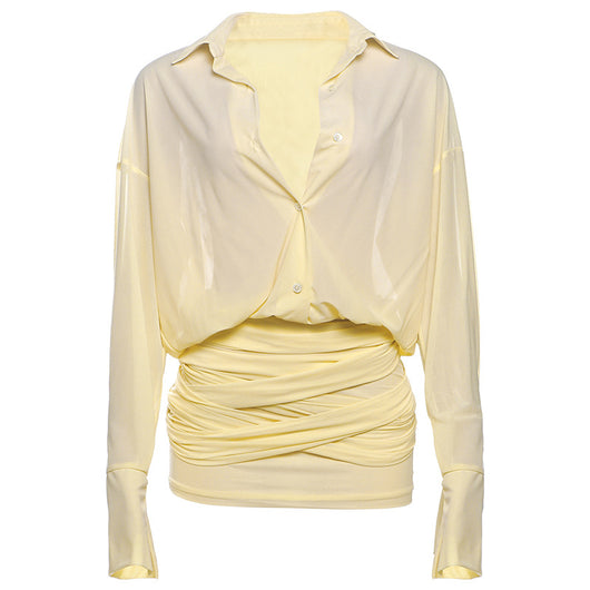 Vestido Camisero Elegante Ajustado con Encaje y Cordones - Image 6