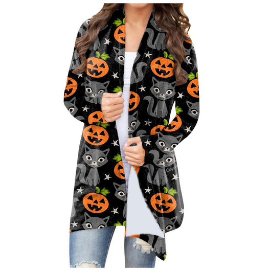 Abrigo Casual Versátil con Temática Halloween para Mujer - Image 6