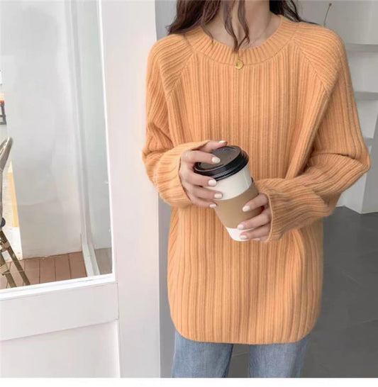 Suéter Suelto de Punto Liso para Mujer - Manga Larga Cómoda
