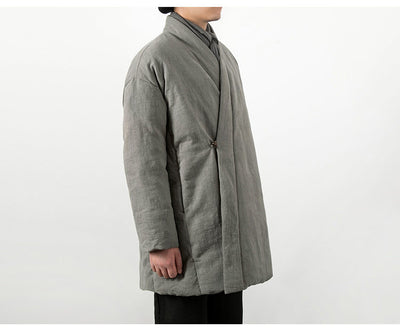 Chaqueta Acolchada Estilo Chino de Algodón y Lino para Hombre - Image 13