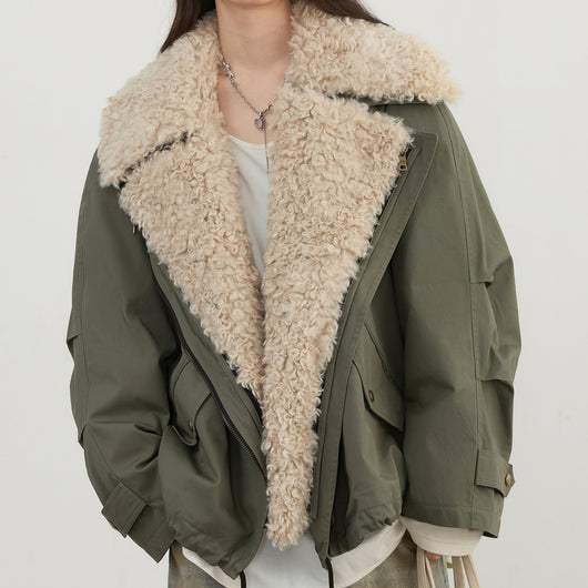 Chaqueta Retro con Cuello de Piel para Mujer - Image 6