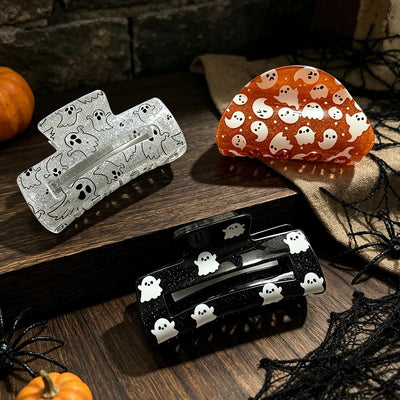 Pasador de Cabello Acrílico Fantasma Naranja Halloween
