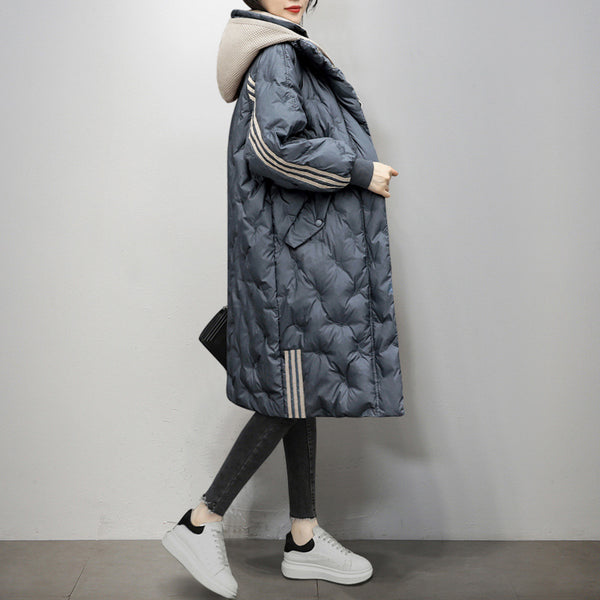 Abrigo de Plumas de Pato Blanco Estilo Occidental para Mujer Invierno