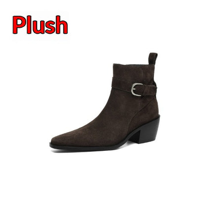 Botas de Ante con Tacón Grueso y Forro Polar para Otoño-Invierno - Image 8