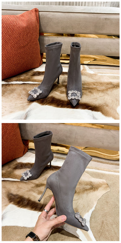 Botas Calcetín Elásticas con Tacón Aguja y Strass - Image 10