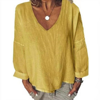 Camiseta Manga Larga Cuello V Colores Sólidos - Image 4