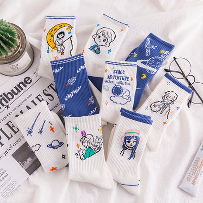 Calcetines Femeninos Estampado Cartoon Transpirables y Cómodos - Image 14