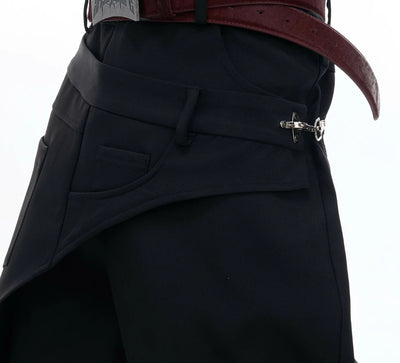 Pantalones Casuales con Detalles de Costura Mixta y Hebilla Metálica - Image 10