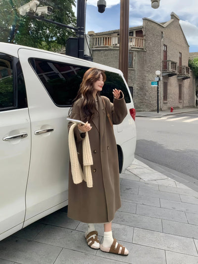 Abrigo de Lana Hepburn Coreano Suelto Midi para Otoño e Invierno - Image 26