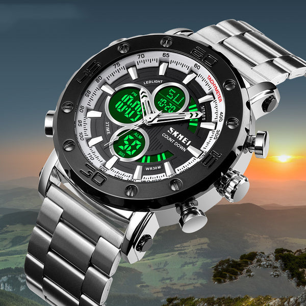 Reloj Deportivo Multifuncional para Hombre con Correa de Acero