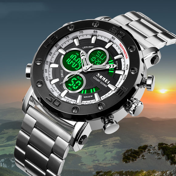 Reloj Deportivo Multifuncional para Hombre con Correa de Acero