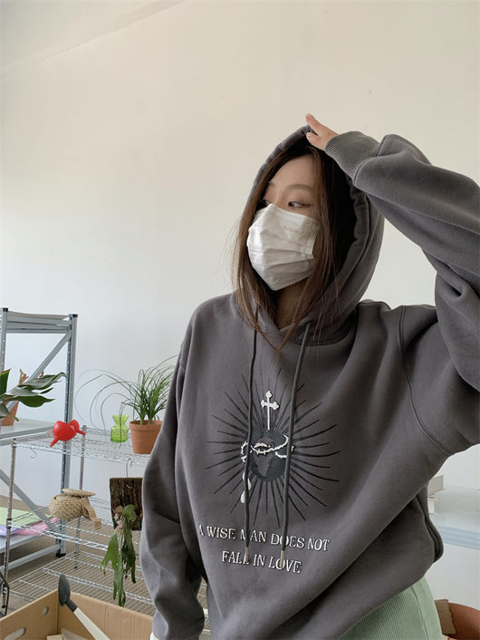 Sudadera Estampada con Capucha y Abrigo Retro de Terciopelo - Image 9