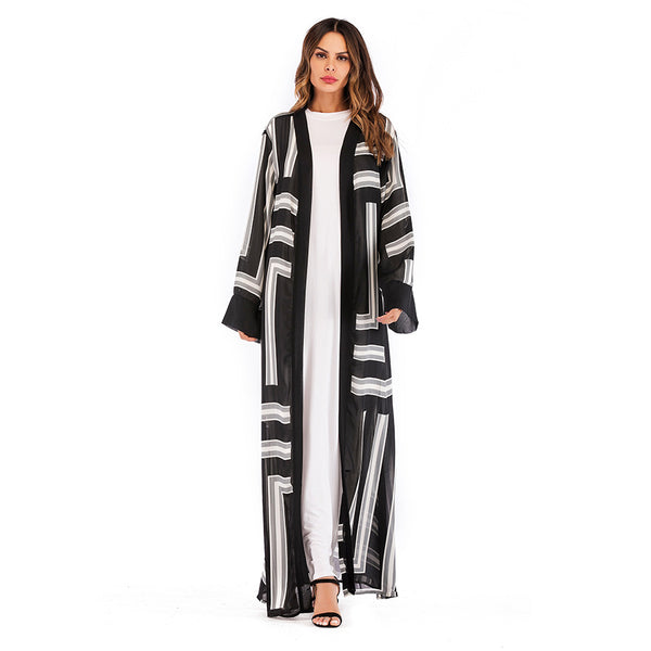 Cardigan Robe Holgado con Encaje Estilo Musulmán para Mujer