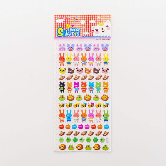 Sheet of colorful puffy alphabet stickers with cute cartoon animals, food, and objects for decoration. - Image 17
