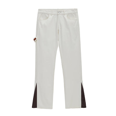 Pantalones Cargo Rectos en Cuero y Tela Twill - Image 4