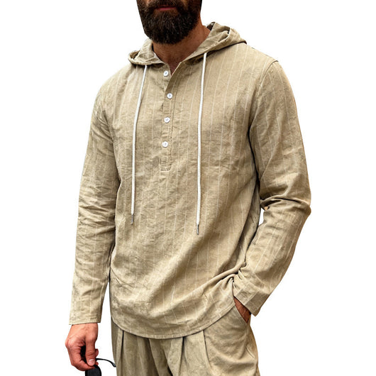 Camisa Hoodie Suelta Casual de Manga Larga para Hombre - Image 9
