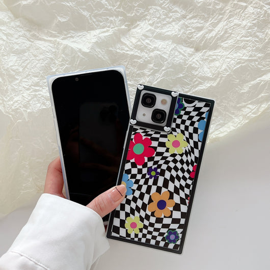 Funda para Teléfono con Patrón de Cuadros Irregulares y Flores - Image 8