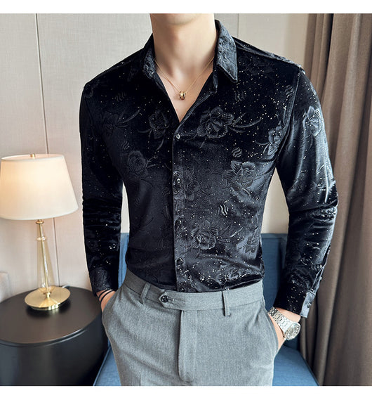 Ropa Elegante en Terciopelo Dorado para Hombre Talla Grande - Image 14