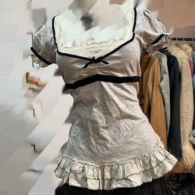 Blusa Entallada con Encaje en la Cintura - Colección Verano