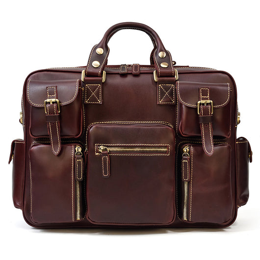 Bolsa Mensajera de Cuero Genuino Estilo Retro con Gran Capacidad para Hombre - Image 23
