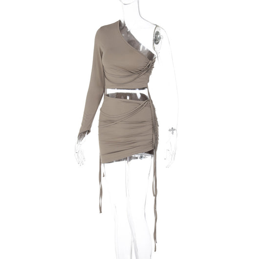 Conjunto Crop Top Asimétrico con Falda Fruncida Lateral - Image 22
